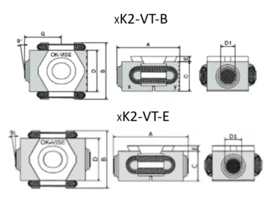 OK-VISE Low-Profile Clamps dimensions self-alining jaws