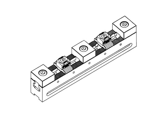 A fixture set for multiple workpiece clamping.