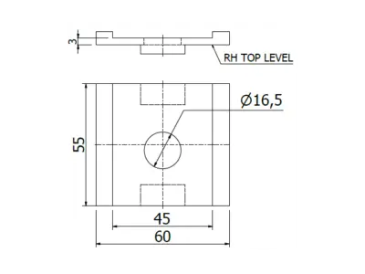 RH-Rail rotation stop plate dimensions