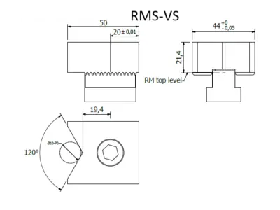 RM V-slot combination stopper dimensions