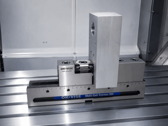 Workholding setup tall workpiece.