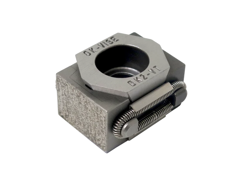 Tungsten carbide coated model workholding clamp.